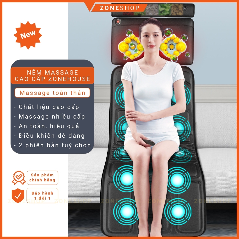 Nệm massage toàn thân công nghệ Nhật Bản ZONEHOUSE, đệm massage đa điểm toàn thân, đầu, vai, cổ, lưng, chân [ZONESHOP]