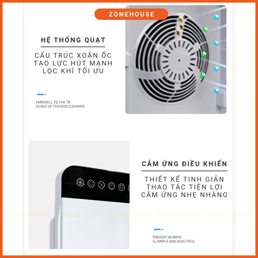 Máy Lọc Không Khí ion ZONEHOUSE - SUPER WOMAN, 3 Chế độ, Bộ lọc 3 lớp HEPA, Than hoạt tính [Mã SP ZHK02] - Chính hãng