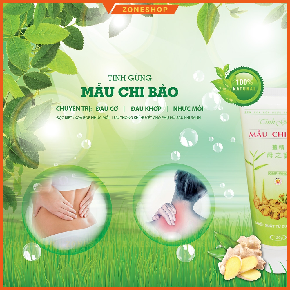 Kem TAN MỠ, SĂN CHẮC DA - Kem gừng xoa bóp Mẫu Chi Bảo - Hỗ trợ giảm mỡ bụng, giảm đau cơ, xương khớp, đau lưng, vai