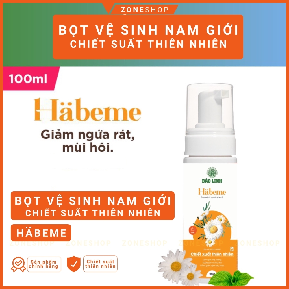 Bọt vệ sinh nam giới Habeme - Dung dịch vệ sinh nam tạo bọt 100ml, hương tự nhiên, chiết xuất thiên nhiên [ZONESHOP]