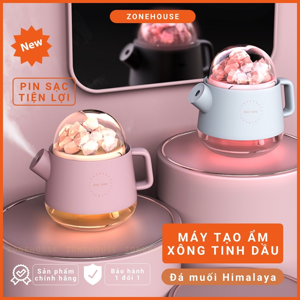 Máy xông tinh dầu bình nước đá muối Himalaya ZONEHOUSE New, đá muối tự nhiên, đèn xông tinh dầu văn phòng [ZONESHOP]