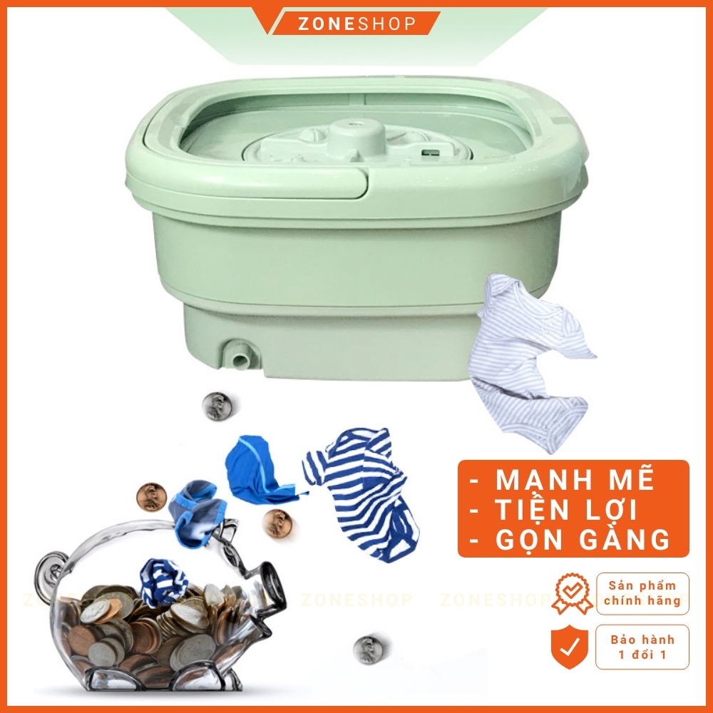 Máy giặt mini gấp gọn ZoneHouse Yangzi chính hãng, gấp gọn thông minh, vắt khô và khử trùng UV, CN Blue Ag [ZONESHOP]