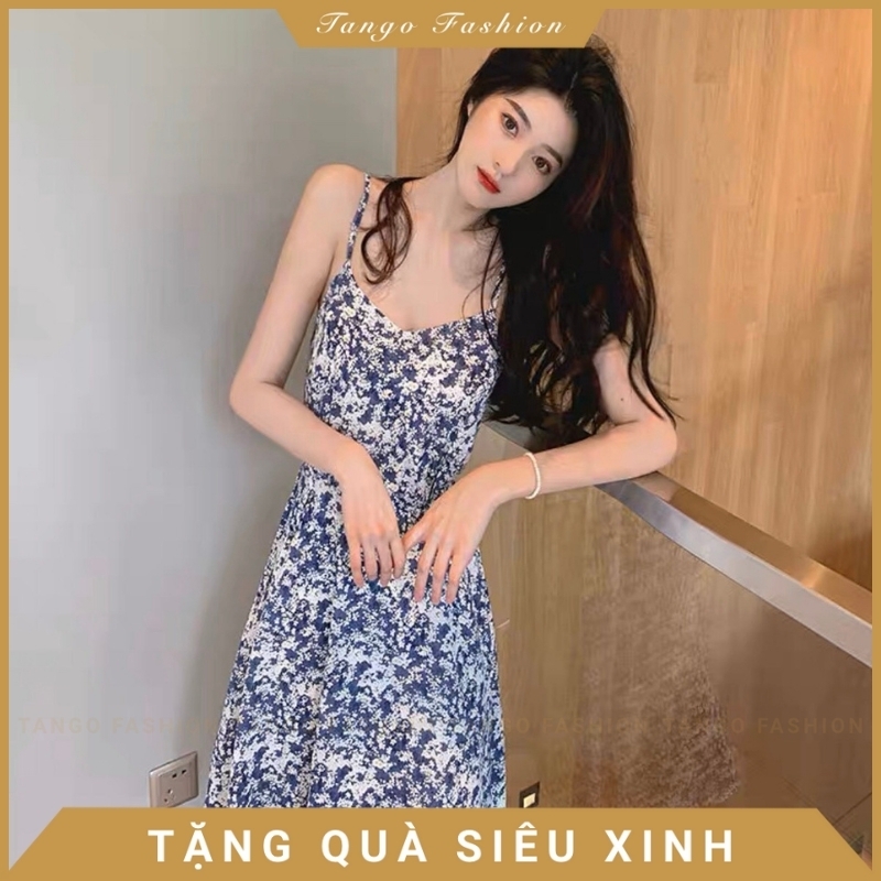 Váy hai dây nữ hoa nhí hàng quảng châu, chất thun co giãn 4 chiều, kiểu dáng suông dễ thương [TANGO SHOP]