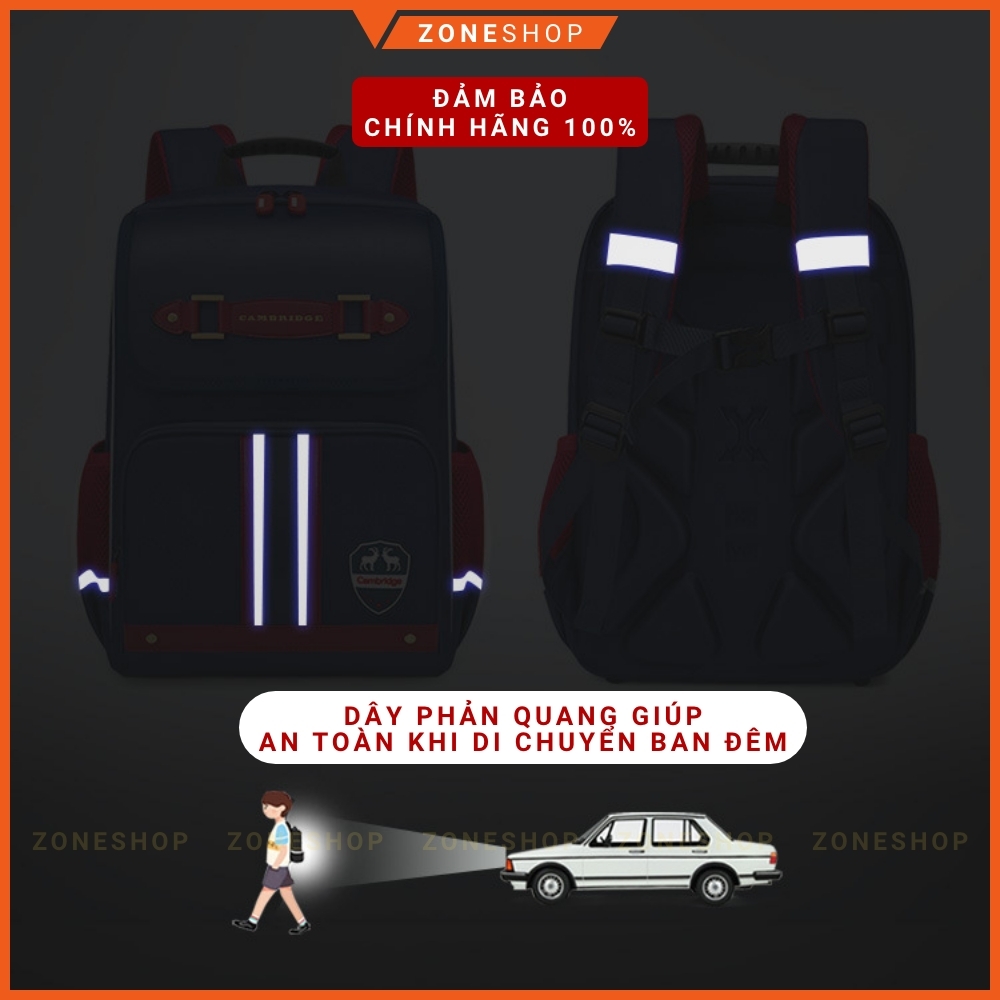 Cặp chống gù lưng, Balo học sinh chống gù VNINE Hong Kong chính hãng, chống thấm nước, học lớp 1-5 ZONESHOP