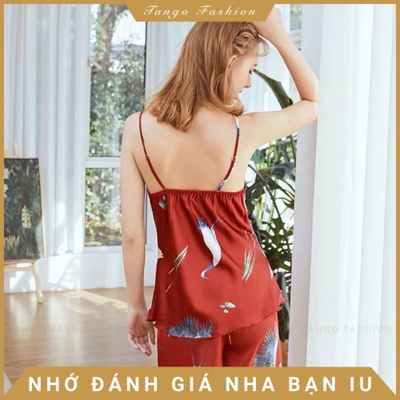 Đồ mặc nhà nữ, bộ lụa 2 dây mền mát, đồ ngủ dễ thương [TANGO FASHION]