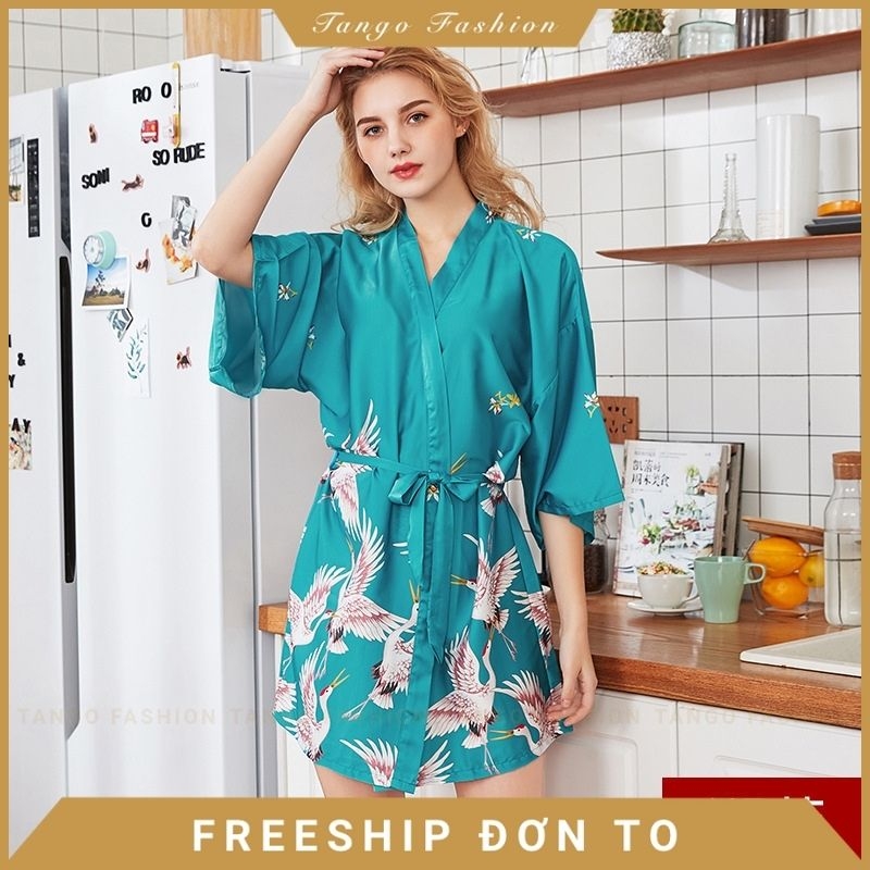 Áo choàng ngủ - lụa satin cao cấp, váy ngủ sexy, đầm mặc nhà gợi cảm quyến rũ + tặng bộ đồ lót siêu thấu [TANGO FASHION]