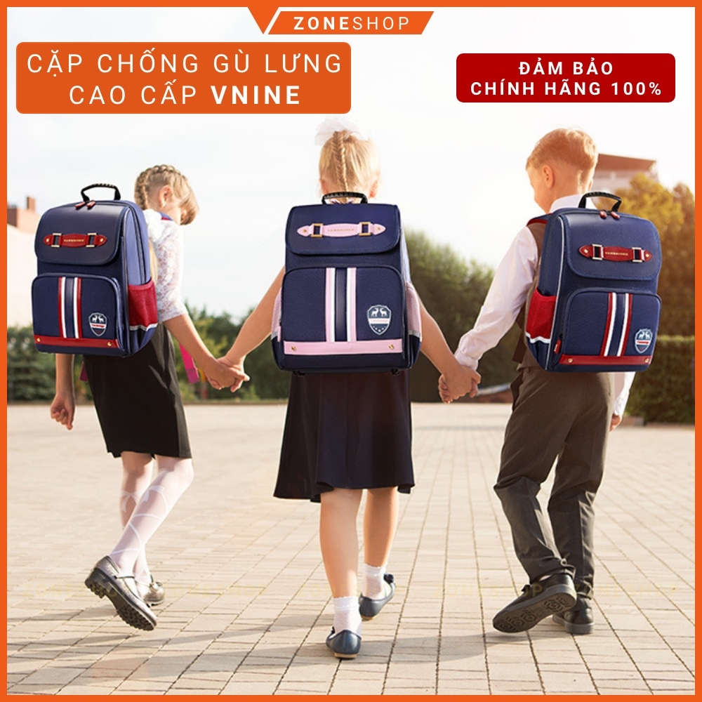 Cặp chống gù lưng, Balo học sinh chống gù VNINE Hong Kong chính hãng, chống thấm nước, học lớp 1-5 ZONESHOP