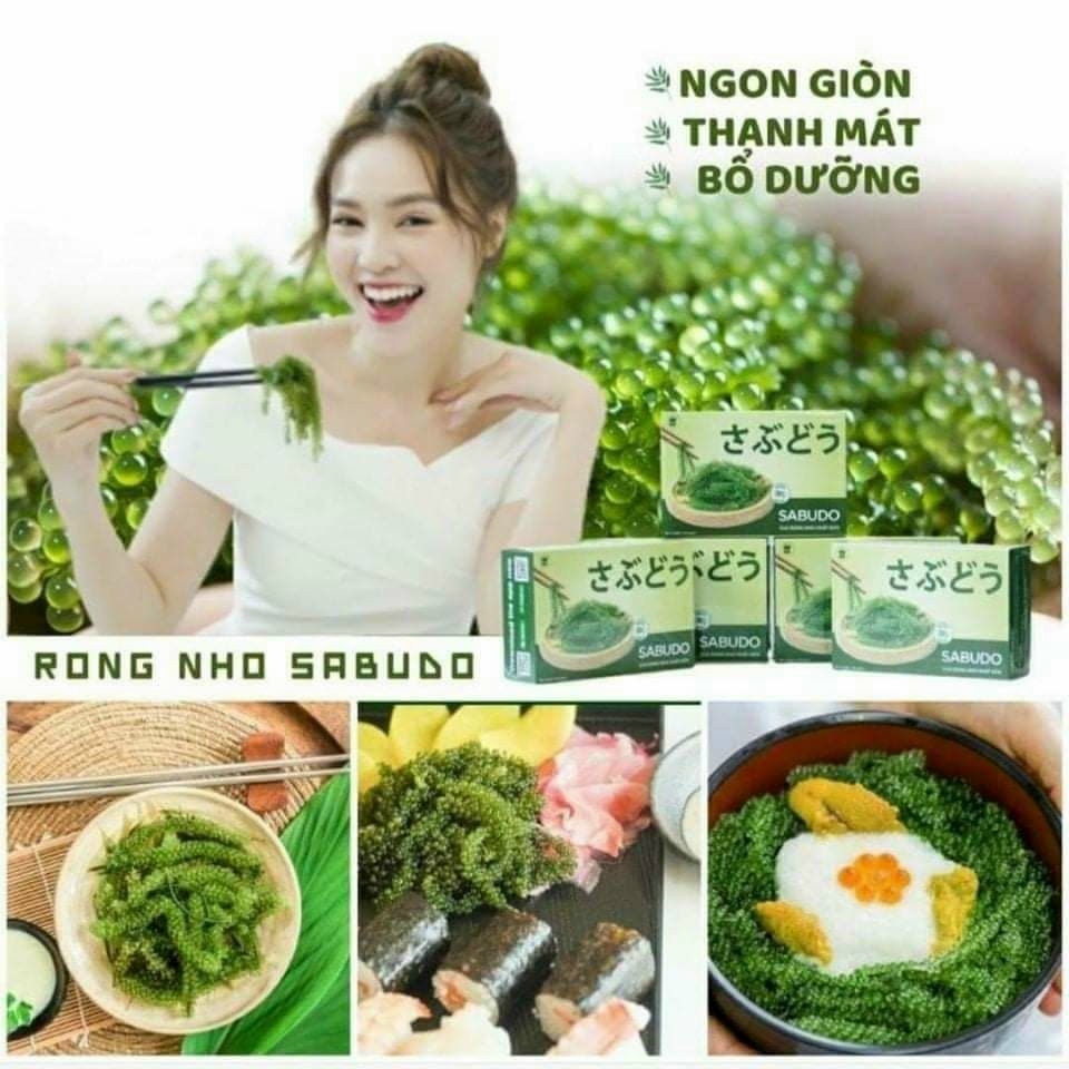 [CHÍNH HÃNG] COMBO 2 Hộp Rong nho tách nước SABUDO và 2 Chai xốt mè rang, vua rong nho Nhật Bản, rong nho Sabudo