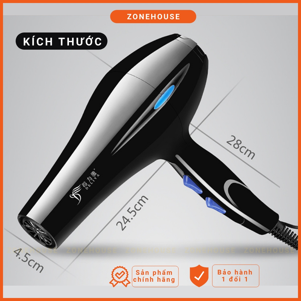 Máy Sấy Tóc Deliya - ZoneHouse, Tặng Kèm 6 Phụ Kiện, máy sấy tạo kiểu tóc chuyên nghiệp, bảo hành 1 đổi 1