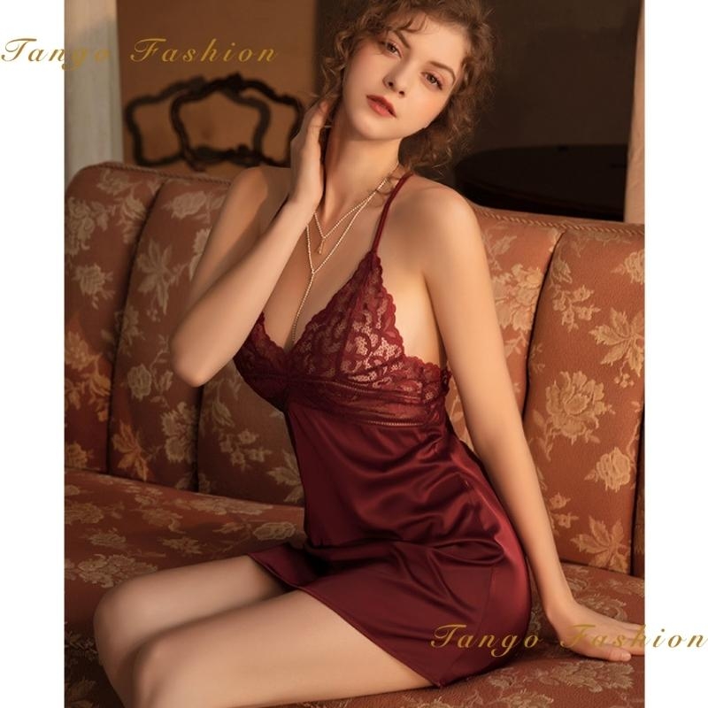 Đồ ngủ sexy gợi cảm, Đầm lụa satin CAO CẤP phối ren thiết kế hở lưng quyến rủ, nhiều size nhiều màu [TANGO FASHION]