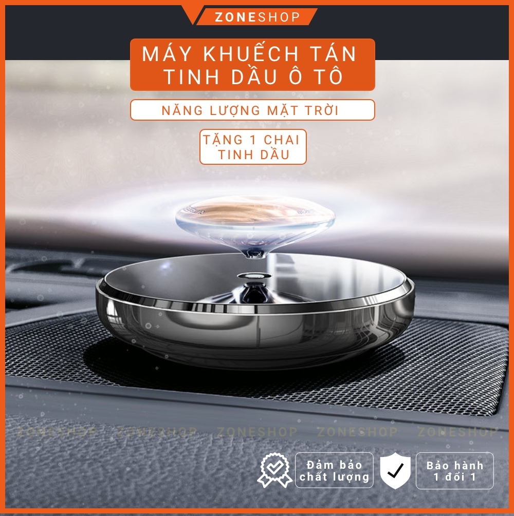 Máy khuếch tán tinh dầu nước hoa xe hơi gỗ xoay năng lượng mặt trời, khuếch tán hương thơm tự nhiên cao cấp Zone Shop