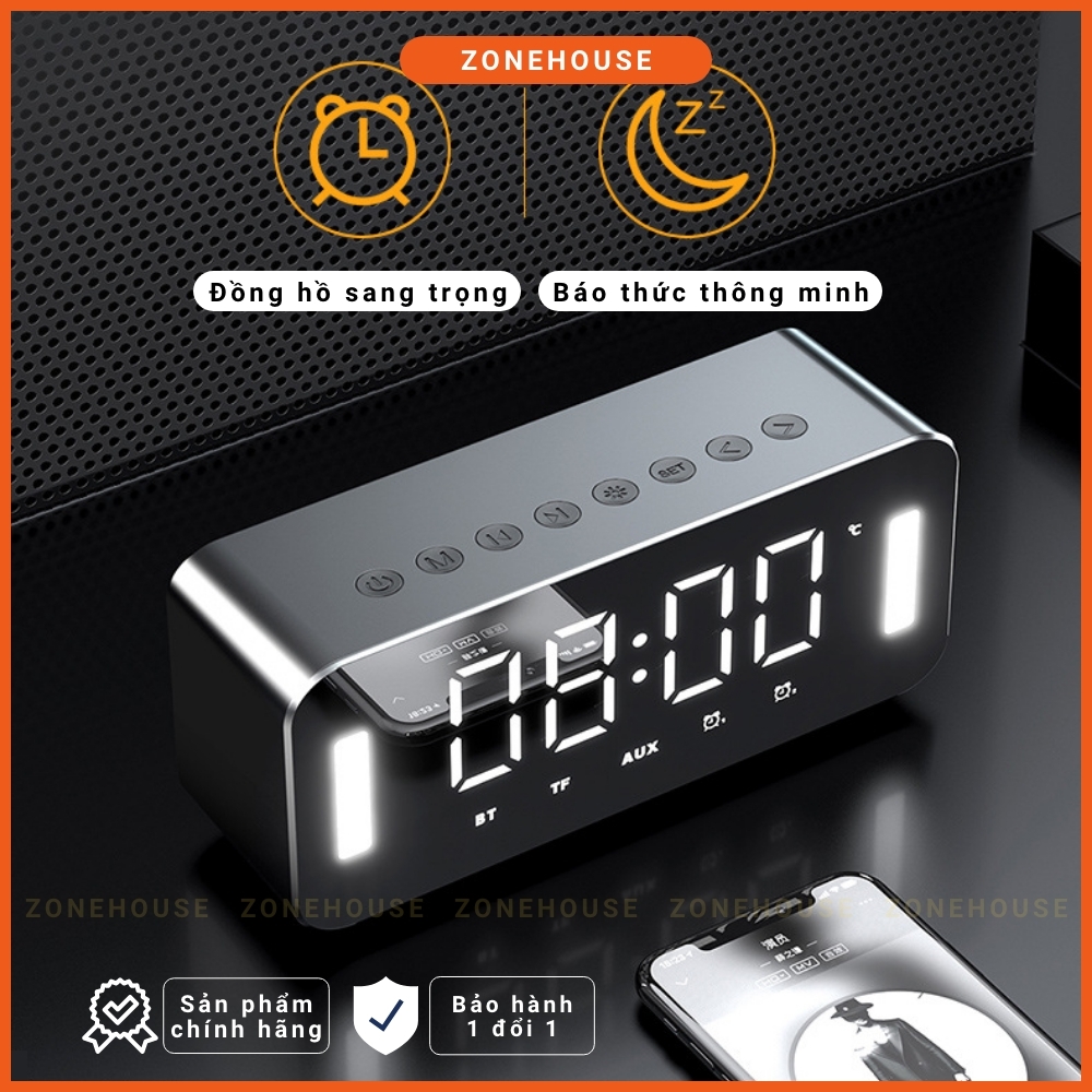 Loa Bluetooth màn hình gương ZH8-NEW, đèn led soi gương, đồng hồ báo thức, đèn ngủ, FM, hát karaoke, chống ồn, Bass căng