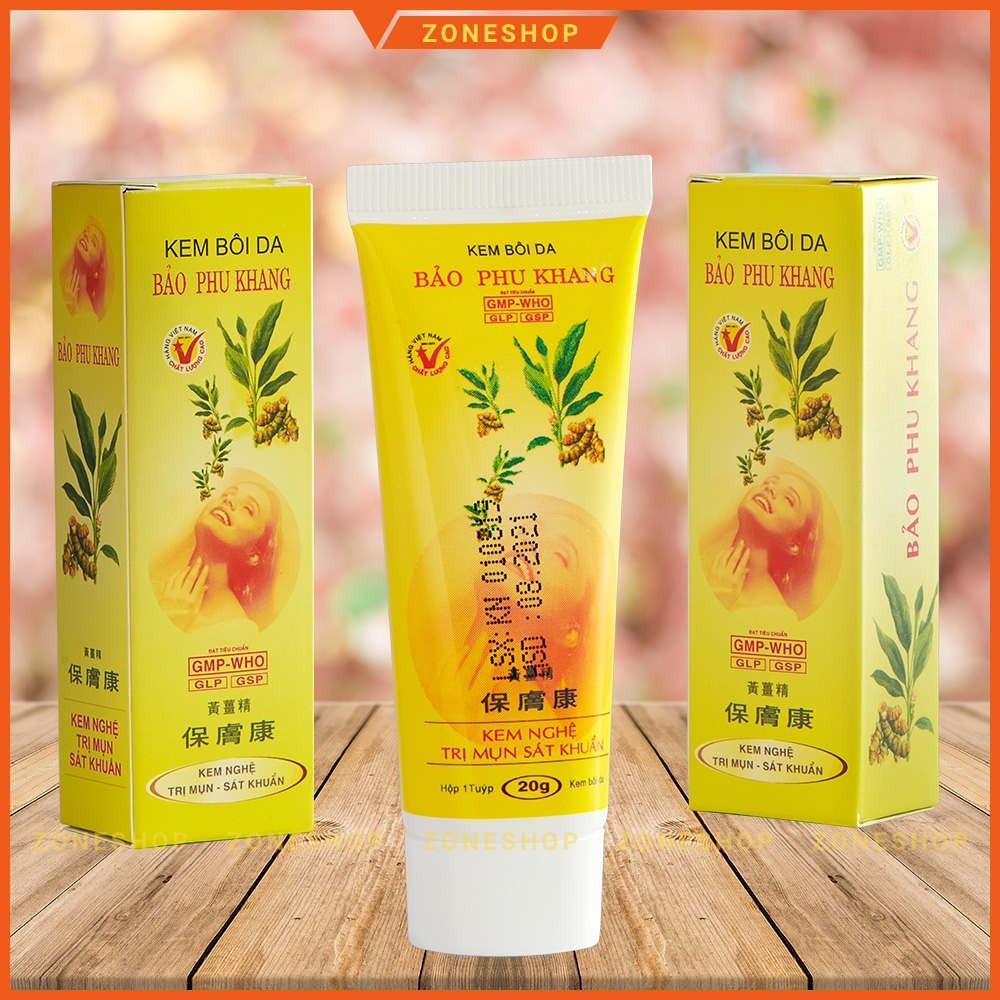 Kem nghệ giảm mụn, mịn da, trắng hồng - Kem Tinh Nghệ Bảo Phu Khang, ngừa mụn tự nhiên [ZONESHOP]