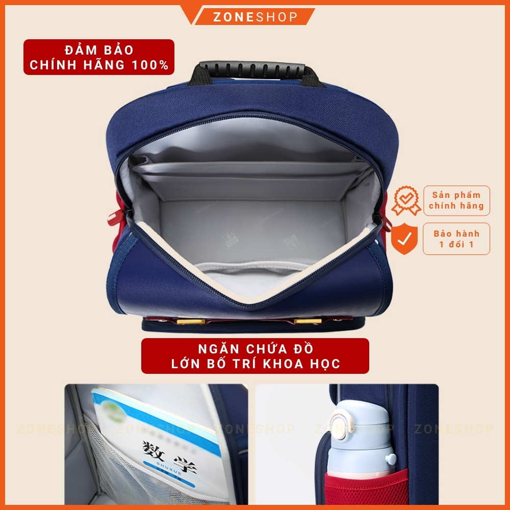 Cặp chống gù lưng, Balo học sinh chống gù VNINE Hong Kong chính hãng, chống thấm nước, học lớp 1-5 ZONESHOP
