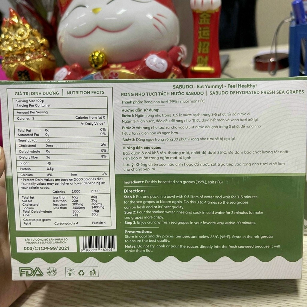 [CHÍNH HÃNG] COMBO 2 Hộp Rong nho tách nước SABUDO và 2 Chai xốt mè rang, vua rong nho Nhật Bản, rong nho Sabudo