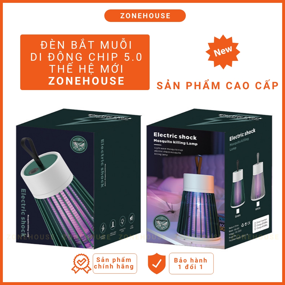Đèn bắt muỗi thông minh Electric S thế hệ mới nhất - Đèn bắt muỗi di động + kèm dây sạc, máy bắt muỗi ZONEHOUSE