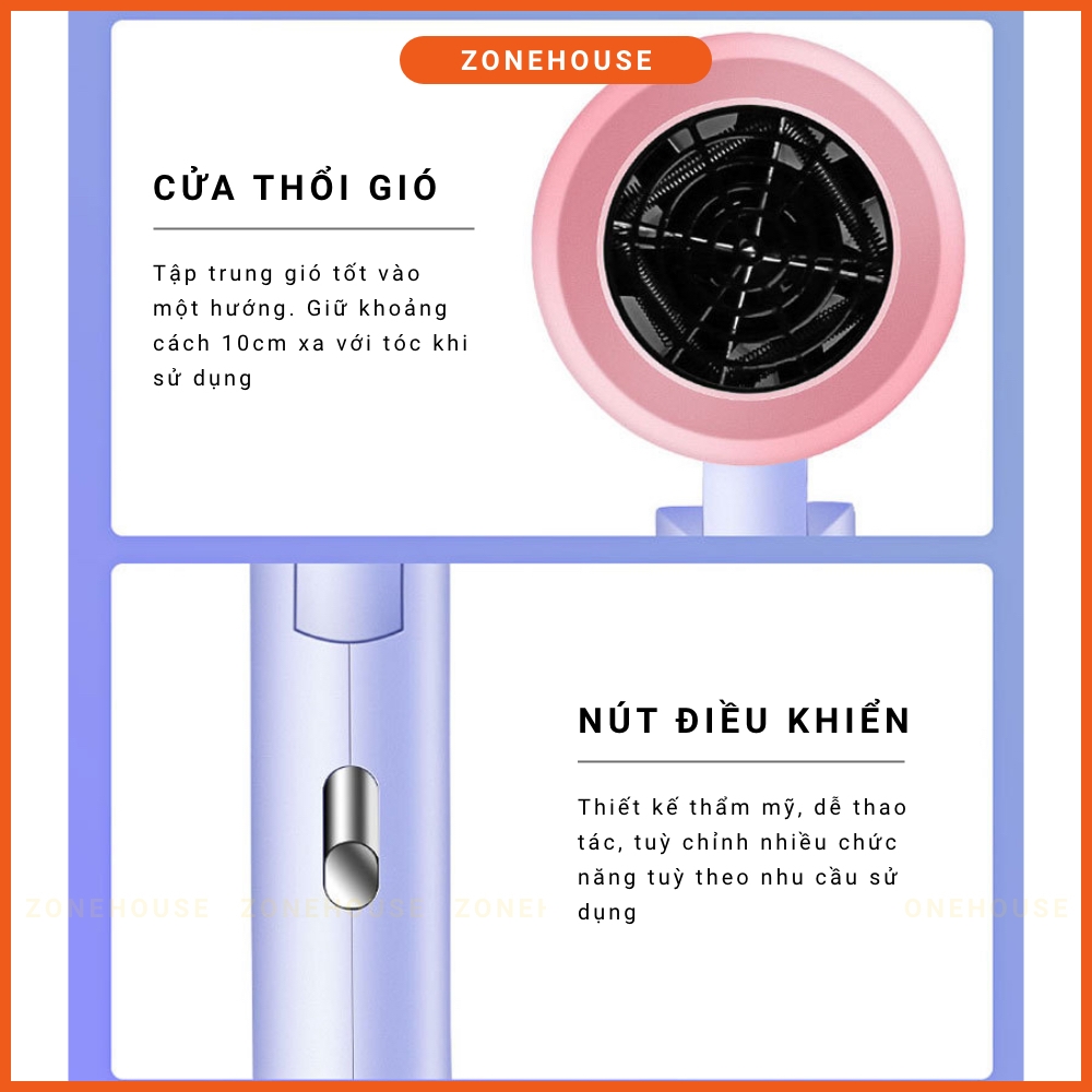 Máy Sấy Tóc 2 chiều Deliya - ZoneHouse, gấp gọn tiện lợi, công suất cao, máy sấy tạo kiểu tóc chuyên nghiệp