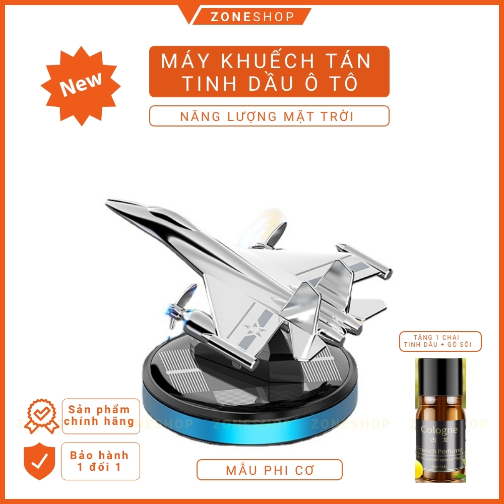 TINH DẦU Ô TÔ Năng Lượng Mặt Trời ZONEHOUSE hình Máy Bay Chiến Đấu, máy khuếch tán tặng kèm tinh dầu thơm [ZONESHOP]
