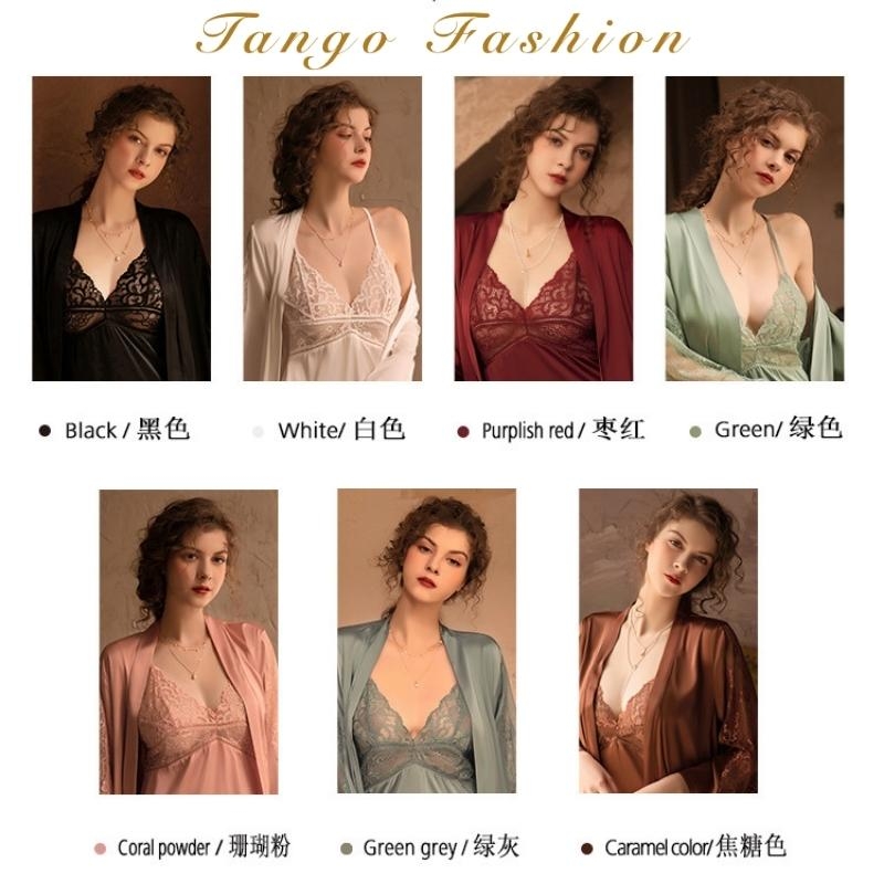 Áo choàng ngủ, Đầm ngủ lụa latin CAO CẤP phối ren quyến rủ, đồ mặc nhà gợi cảm [TANGO FASHION]