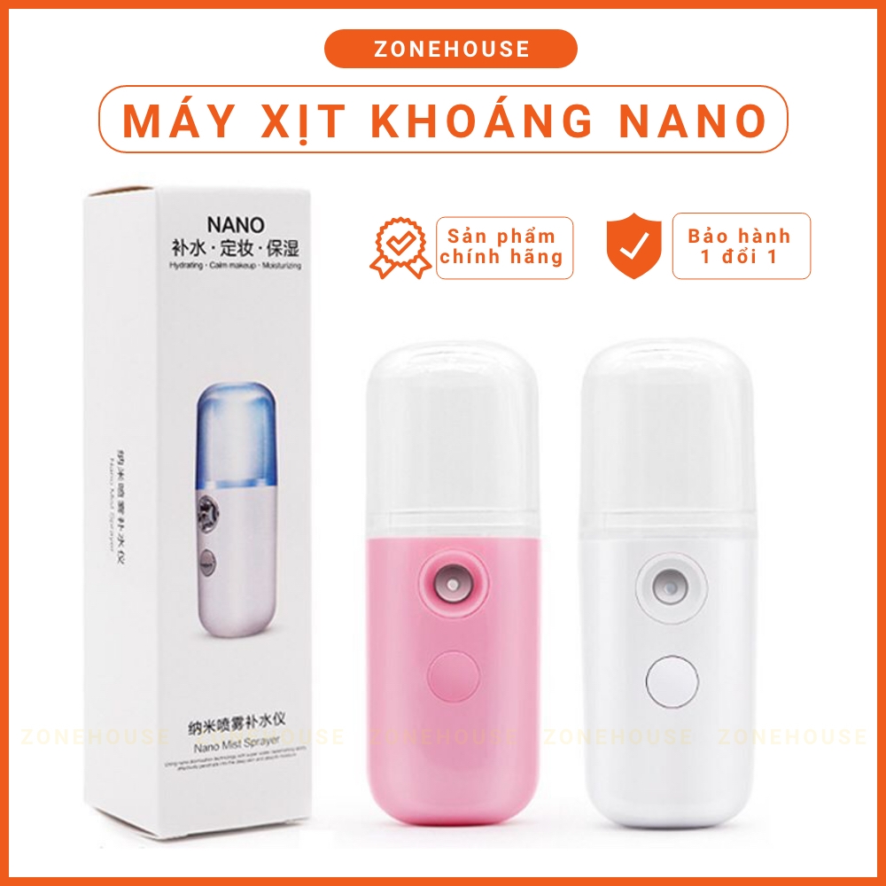 Máy Xịt Khoáng Phun Sương Tạo Ẩm Nano Mini Cầm Tay ZONEHOUSE, Chăm Sóc Da, tạo ẩm cho da, chính hãng