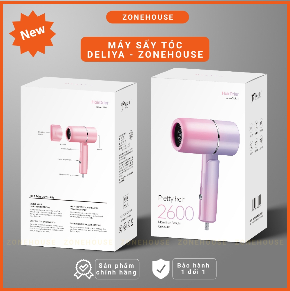 Máy Sấy Tóc 2 chiều Deliya - ZoneHouse, gấp gọn tiện lợi, công suất cao, máy sấy tạo kiểu tóc chuyên nghiệp