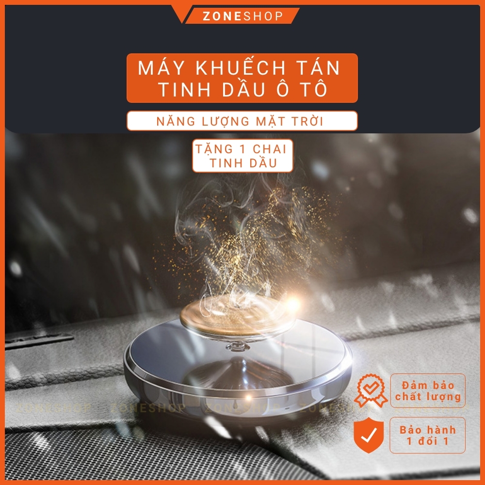 Máy khuếch tán tinh dầu nước hoa xe hơi gỗ xoay năng lượng mặt trời, khuếch tán hương thơm tự nhiên cao cấp Zone Shop