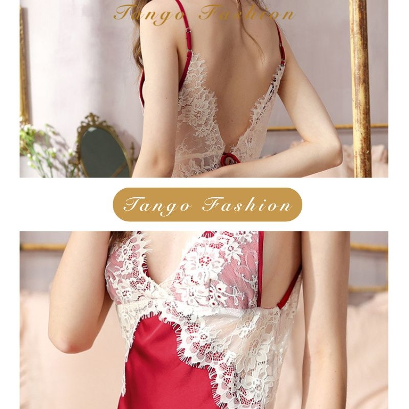 Đầm ngủ sexy lụa phối ren cao cấp váy mặc nhà gợi cảm quyến rũ - TANGO FASHION