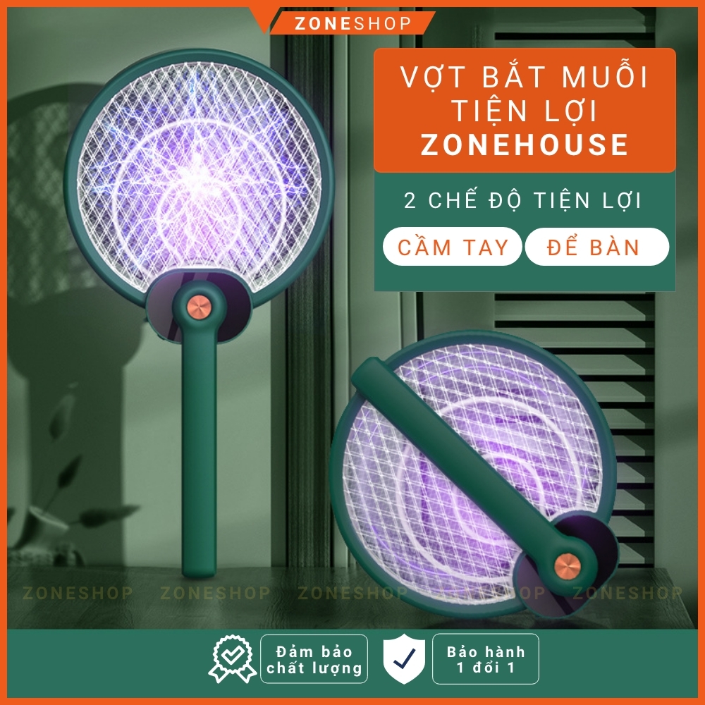 Vợt muỗi để bàn ZONEHOUSE tiện lợi, tự động kiêm đèn bắt muỗi 2 in 1, sạc tích điện, đèn bắt muỗi thông minh  [ZONESHOP]