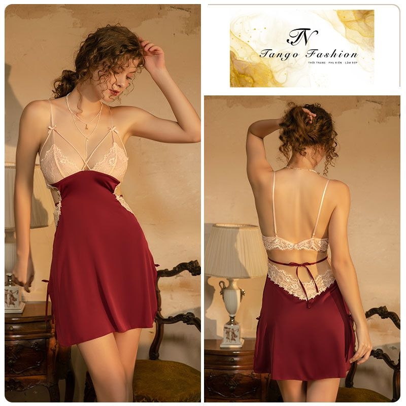 Váy ngủ sexy lụa cao cấp, Đầm mặc nhà gợi cảm quyến rũ - Tango Fashion Shop