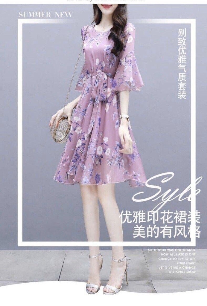 Váy hoa dự tiệc - Đầm hoa voan công sở, đi chơi Dáng Xoè Dễ Thương - Váy dự tiệc [TANGO SHOP]