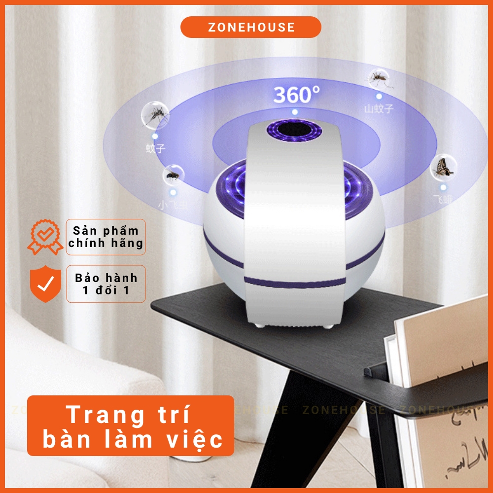 Đèn bắt muỗi hình quả cầu ZONEHOUSE, chất liệu cao cấp, xoay 360 độ, hiệu quả vượt trội, đèn bắt côn trùng