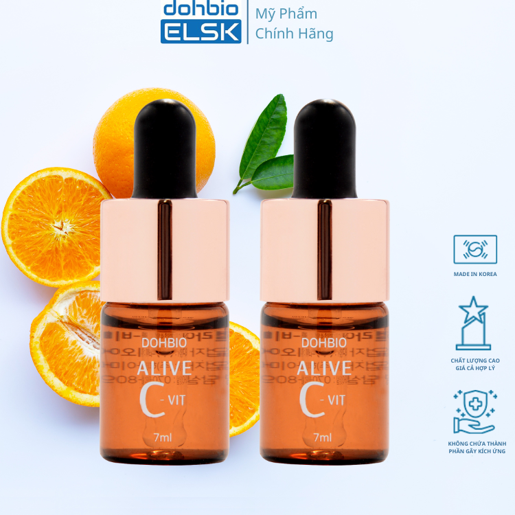 Serum Vitamin C Dohibio Elsk, tinh chất C làm đẹp da, nhập khẩu Hàn Quốc, bộ sản phẩm 2 chai