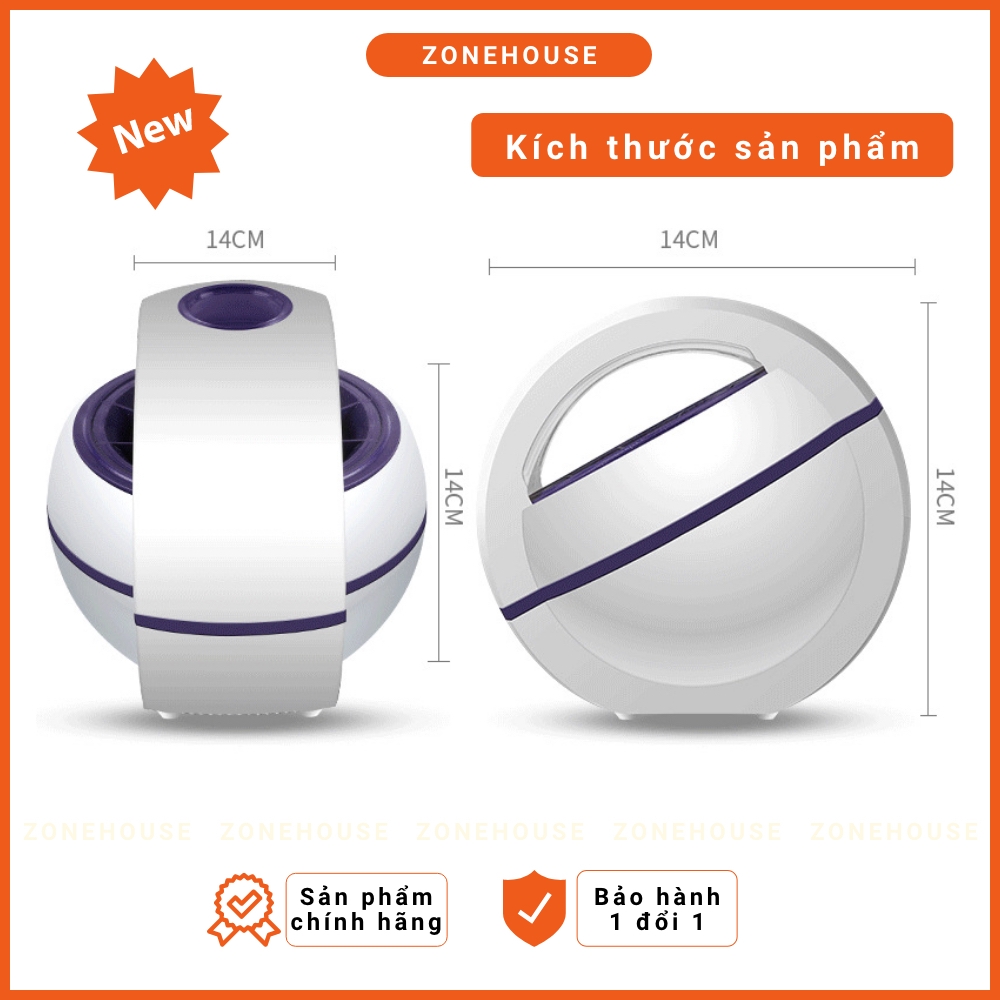 Đèn bắt muỗi hình quả cầu ZONEHOUSE, chất liệu cao cấp, xoay 360 độ, hiệu quả vượt trội, đèn bắt côn trùng