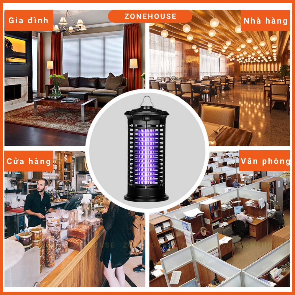 Đèn Bắt Muỗi Công Suất Cao ZONEHOUSE - Máy bắt muỗi thông minh, Siêu tiết kiệm điện- Đèn LED Công Suất Cao Ánh Sáng Tím