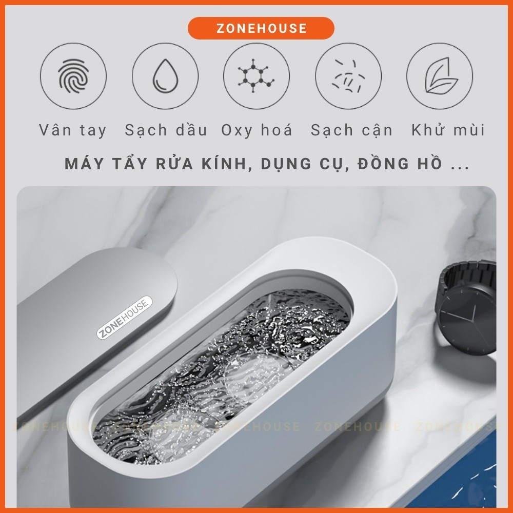 Máy tẩy rửa kính, Đồ Gia Dụng Cầm Tay ZONEHOUSE, Dụng cụ tẩy rửa Đồ Trang Sức, Răng Giả, Cạo Râu, Máy tẩy mini ZONESHOP