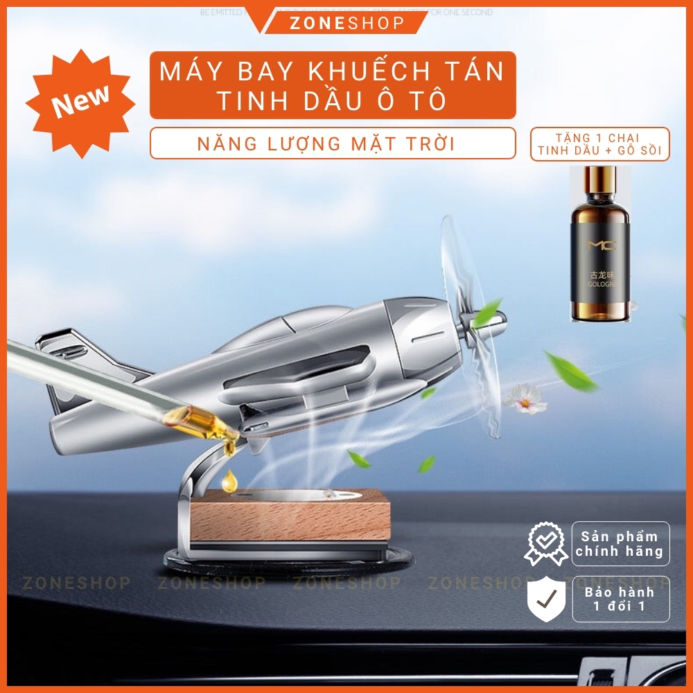 TINH DẦU Ô TÔ Năng Lượng Mặt Trời ZONEHOUSE hình Máy Bay Cổ Điển, máy khuếch tán tặng kèm tinh dầu thơm [ZONESHOP]