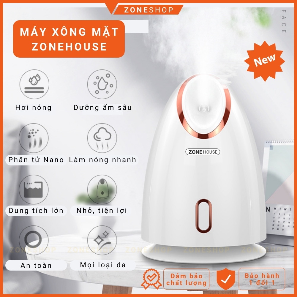 Máy xông hơi mặt ZONEHOUSE, thế hệ mới, phun sương Nano, xông hơi nóng massage mặt cao cấp chính hãng [ZONESHOP]