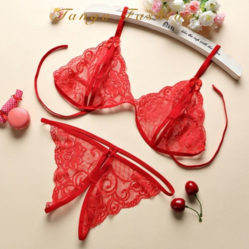 Đồ lót ren - bộ lót sexy quyến rũ gợi cảm dây, quần chip lọt khe hở đấy + áo lót ren siêu mỏng [TANGO FASHION]