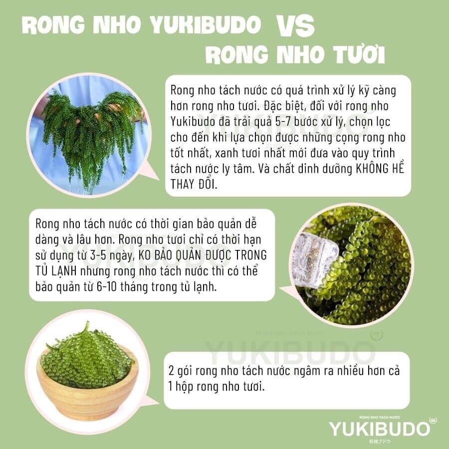 COMBO 1 hộp rong nho YUKIBUDO và 1 lọ xốt mè rang 300ml YUKIBUDO, Rong nho tách nước YUKIBUDO [CHÍNH HÃNG]