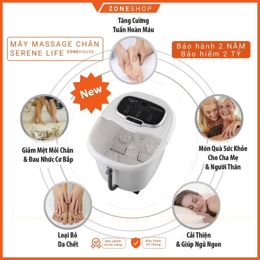 Máy Ngâm Massage Chân SereneLife SL12 ZoneHouse, bồn ngâm chân thông minh, con lăn tự động, Bảo hiểm 2 tỷ [ZONESHOP]