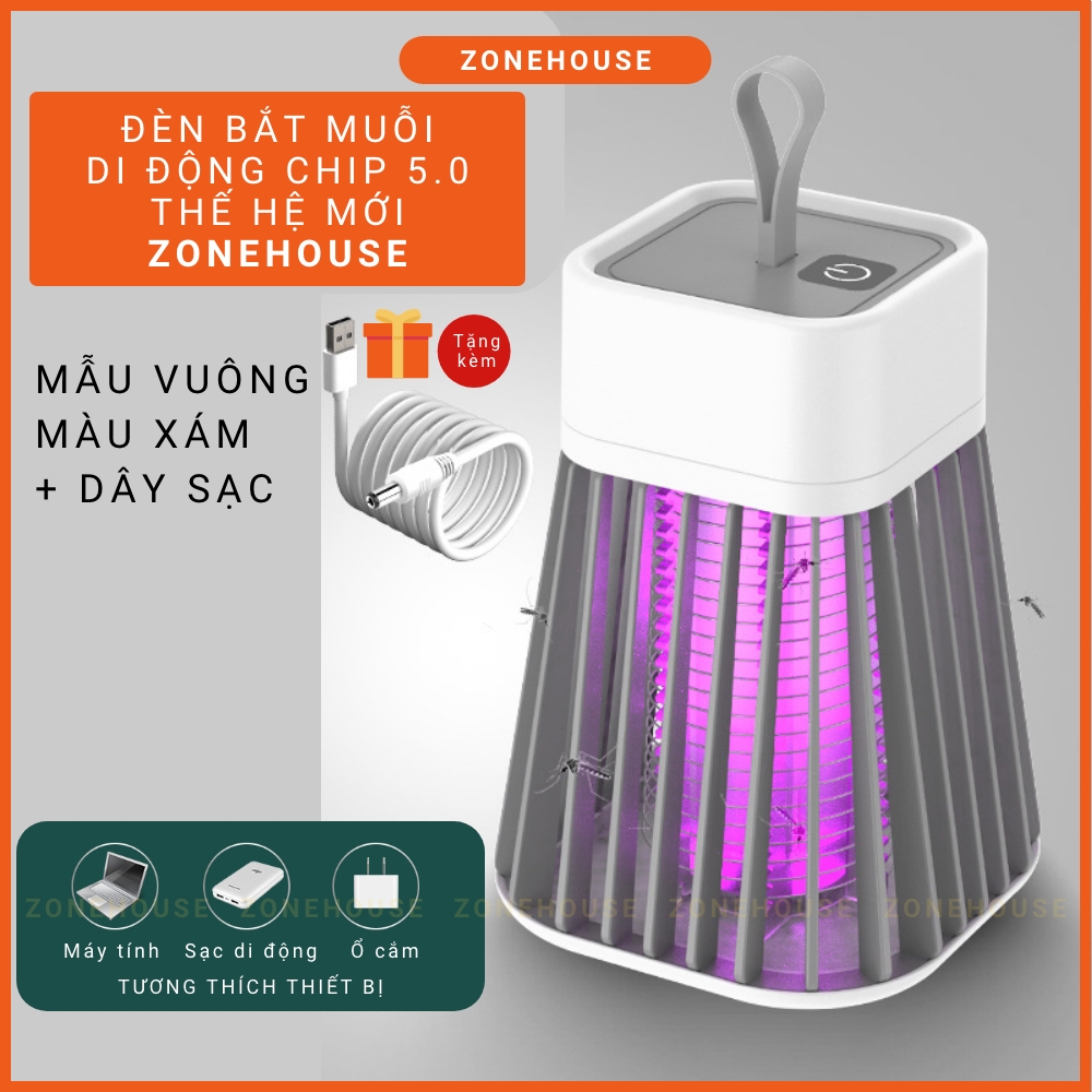 Đèn bắt muỗi thông minh Electric S thế hệ mới nhất - Đèn bắt muỗi di động + kèm dây sạc, máy bắt muỗi ZONEHOUSE