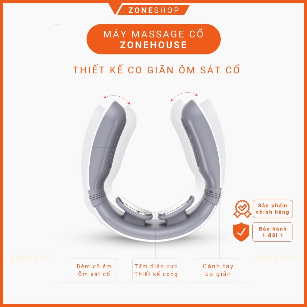 Máy massage cổ xung điện ZONEHOUSE, 2 đầu tiếp xúc công nghệ Nhật Bản, 9 chế độ massage, nhỏ gọn tiện lợi [ZONESHOP]