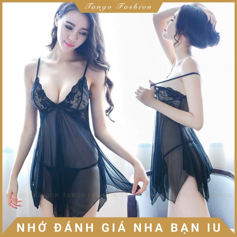 Váy ngủ sexy - Đầm ngủ sexy ren voan mỏng có kèm quần chíp lọt khe [TANGO FASHION]