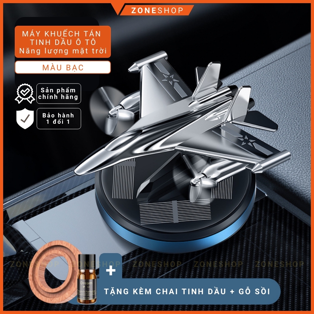 TINH DẦU Ô TÔ Năng Lượng Mặt Trời ZONEHOUSE hình Máy Bay Chiến Đấu, máy khuếch tán tặng kèm tinh dầu thơm [ZONESHOP]