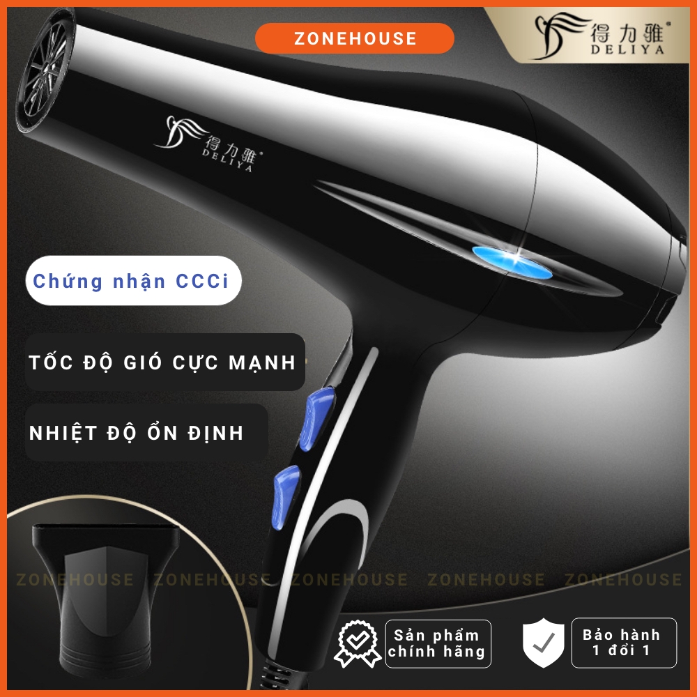 Máy Sấy Tóc Deliya - ZoneHouse, Tặng Kèm 6 Phụ Kiện, máy sấy tạo kiểu tóc chuyên nghiệp, bảo hành 1 đổi 1