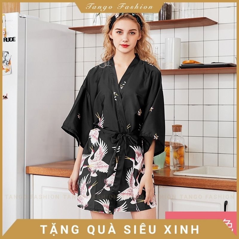 Áo choàng ngủ - lụa satin cao cấp, váy ngủ sexy, đầm mặc nhà gợi cảm quyến rũ + tặng bộ đồ lót siêu thấu [TANGO FASHION]