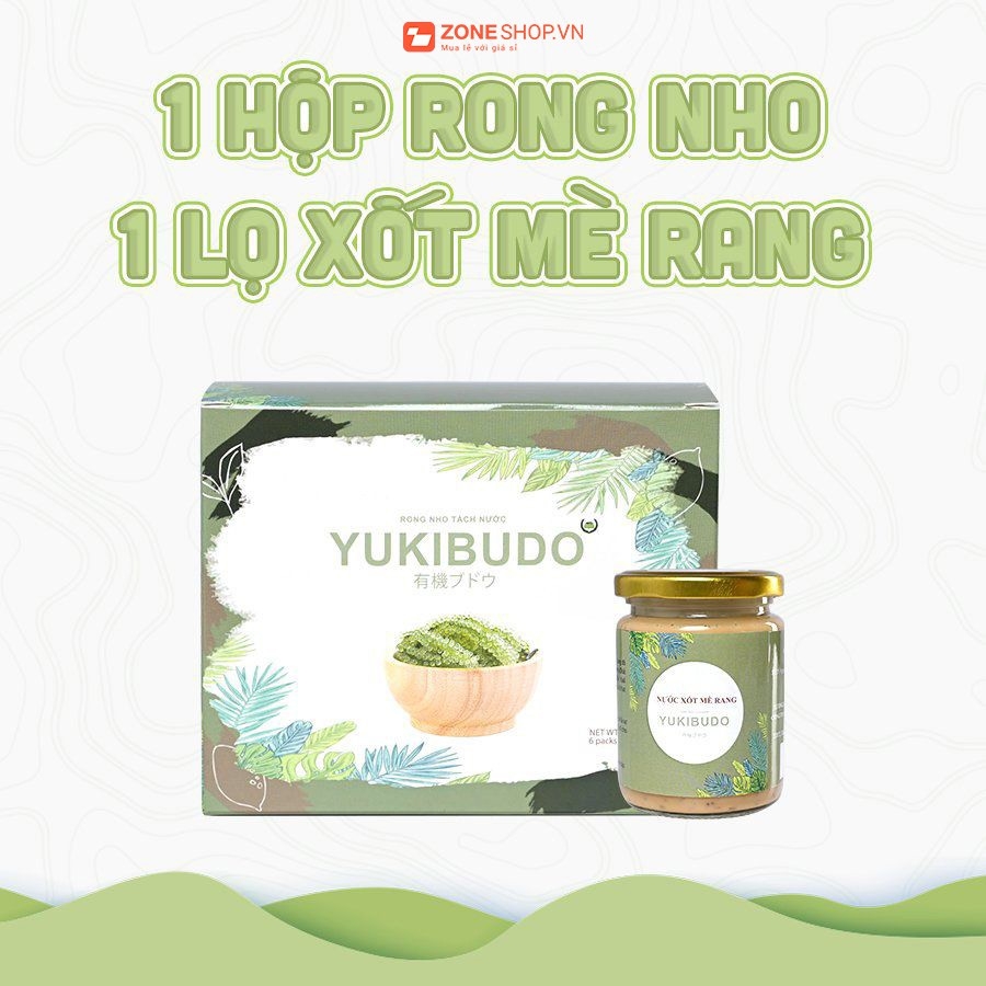 [CHÍNH HÃNG] COMBO 1 hộp rong nho YUKIBUDO và 1 lọ xốt mè rang 300ml YUKIBUDO, Rong nho tách nước YUKIBUDO - ZONESHOP.VN