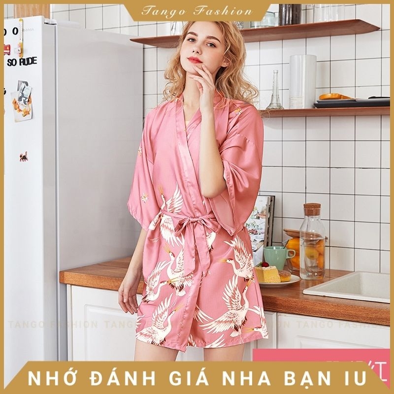 Áo choàng ngủ - lụa satin cao cấp, váy ngủ sexy, đầm mặc nhà gợi cảm quyến rũ + tặng bộ đồ lót siêu thấu [TANGO FASHION]