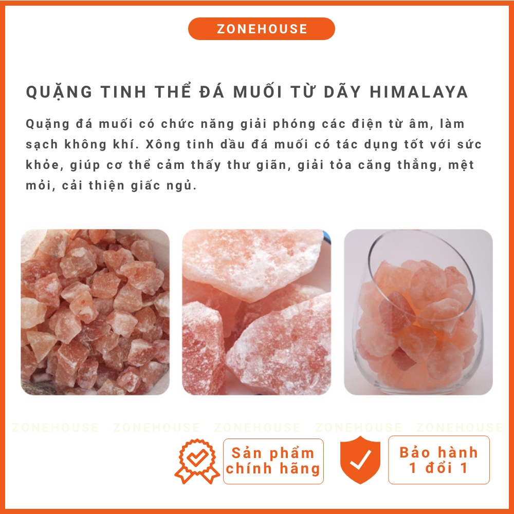 Máy xông tinh dầu đá muối Himalaya ZONEHOUSE, đá muối tự nhiên, đèn xông tinh dầu ô tô, văn phòng, nhà ở