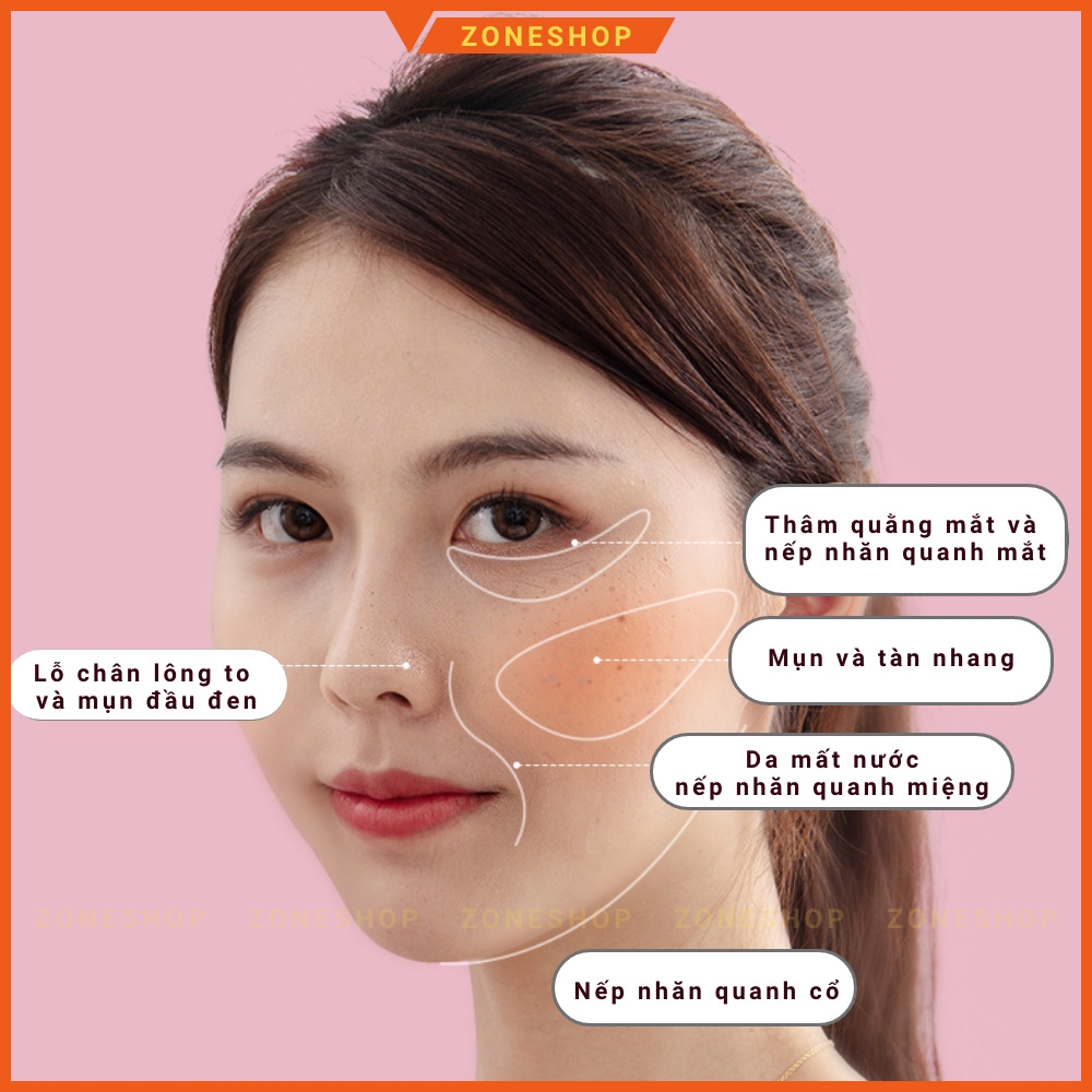 Máy massage mặt cầm tay ION 4 chế độ, 2 nguồn ánh sáng, chăm sóc da mặt ion light, sóng âm - SP Chính hãng [ZONESHOP]